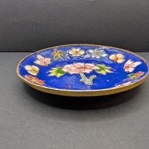 Vintage Cloisonnée Multicolor Floral Accent Plate